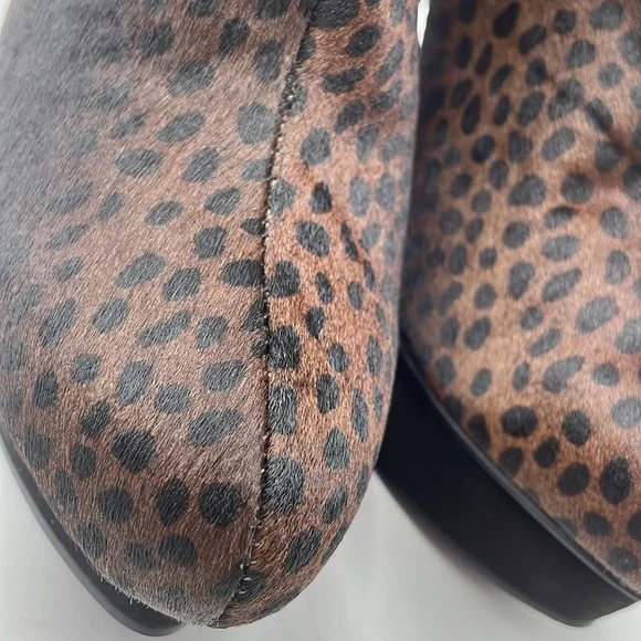 PELLE MODA Raw Umber Print Calf Hair/Kid Suede Platform Heel Bootie Boots NWT - Picture 4 of 10